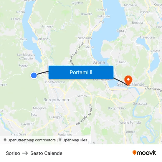 Soriso to Sesto Calende map