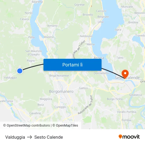 Valduggia to Sesto Calende map