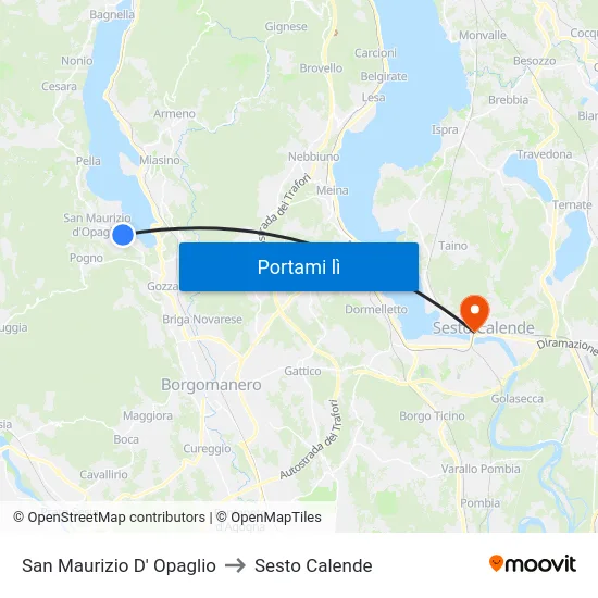 San Maurizio D' Opaglio to Sesto Calende map