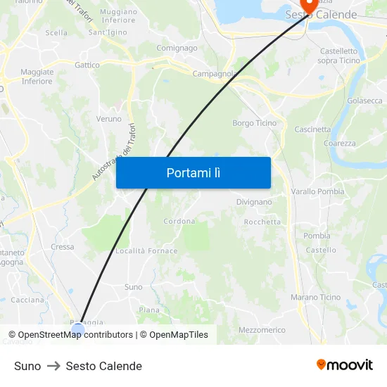 Suno to Sesto Calende map