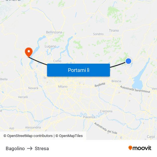 Bagolino to Stresa map