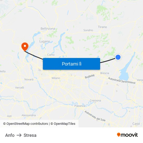 Anfo to Stresa map