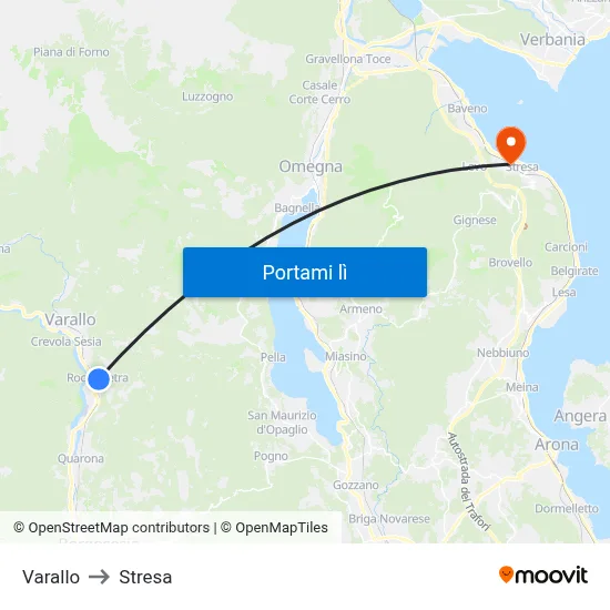 Varallo to Stresa map