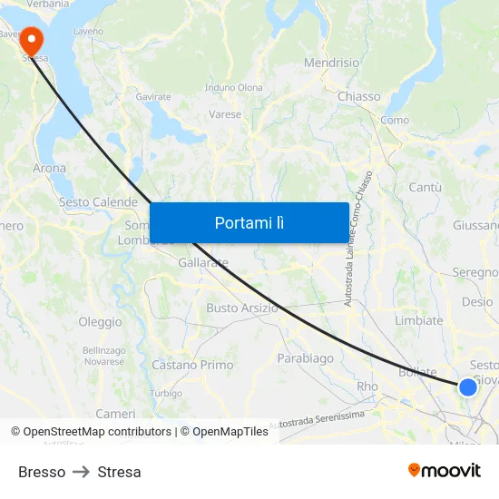 Bresso to Stresa map