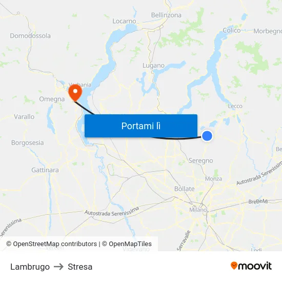 Lambrugo to Stresa map