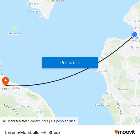 Laveno-Mombello to Stresa map