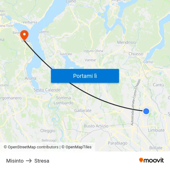Misinto to Stresa map