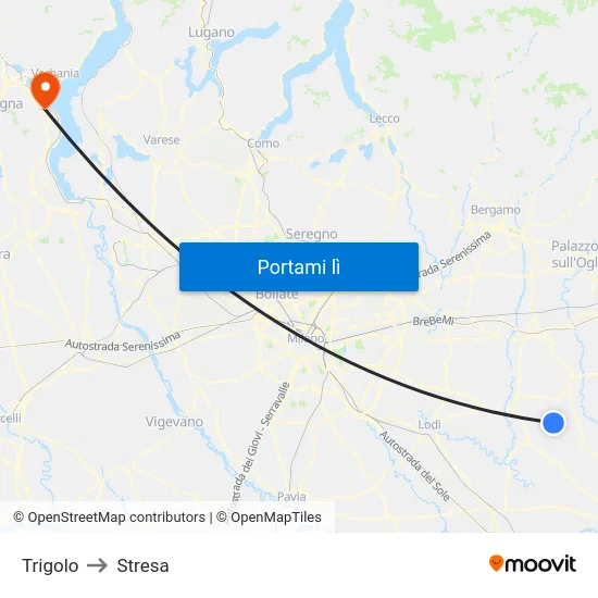 Trigolo to Stresa map