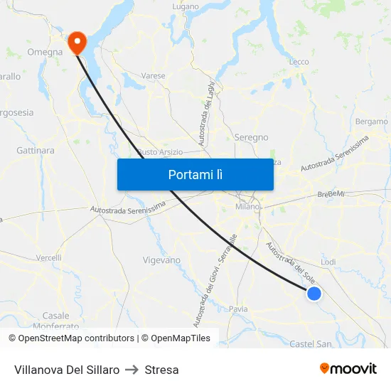Villanova Del Sillaro to Stresa map