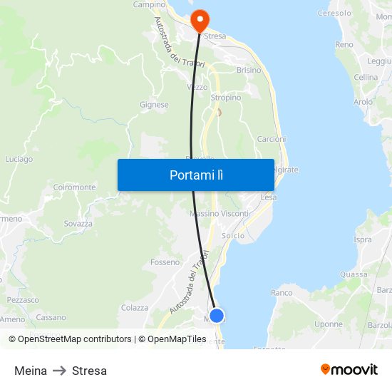 Meina to Stresa map