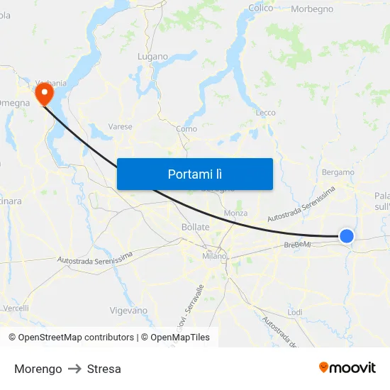 Morengo to Stresa map