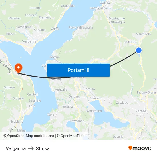 Valganna to Stresa map