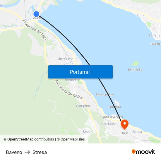 Baveno to Stresa map