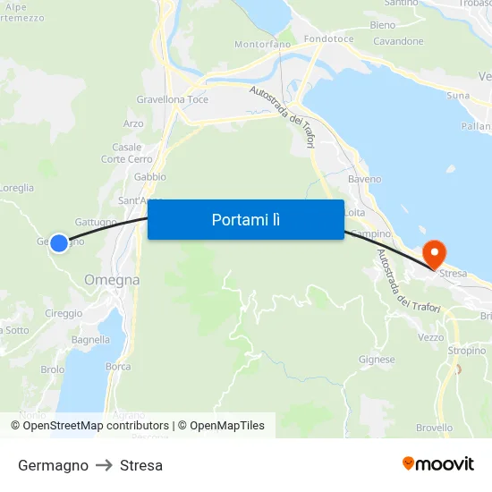 Germagno to Stresa map