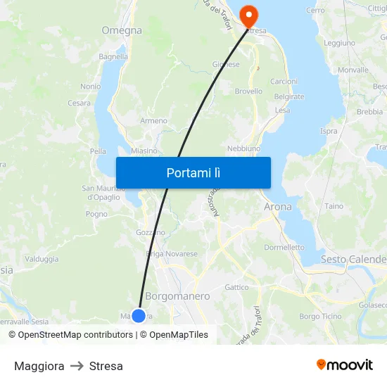 Maggiora to Stresa map