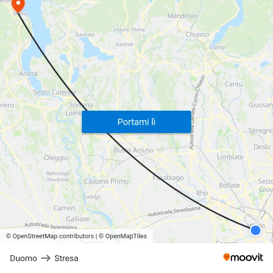 Duomo to Stresa map