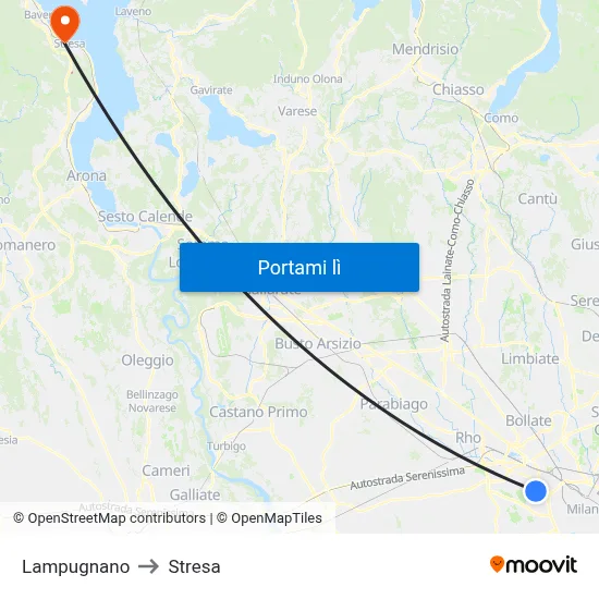 Lampugnano to Stresa map