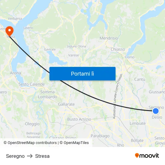 Seregno to Stresa map
