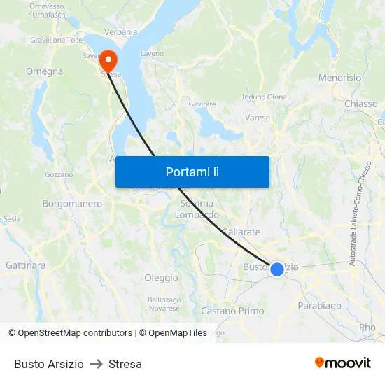 Busto Arsizio to Stresa map
