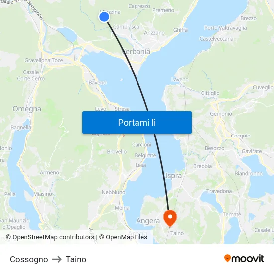 Cossogno to Taino map