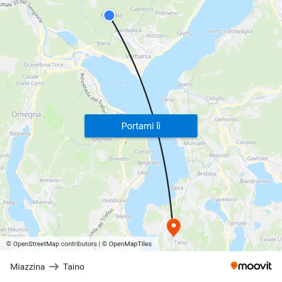 Miazzina to Taino map