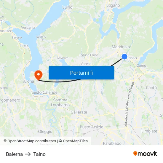 Balerna to Taino map