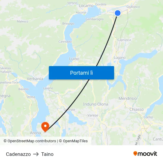 Cadenazzo to Taino map