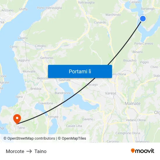 Morcote to Taino map