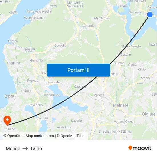 Melide to Taino map
