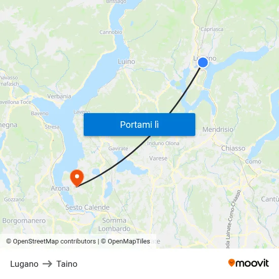 Lugano to Taino map