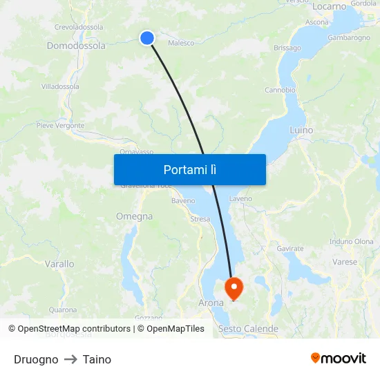 Druogno to Taino map