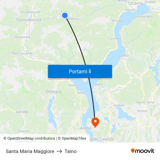 Santa Maria Maggiore to Taino map