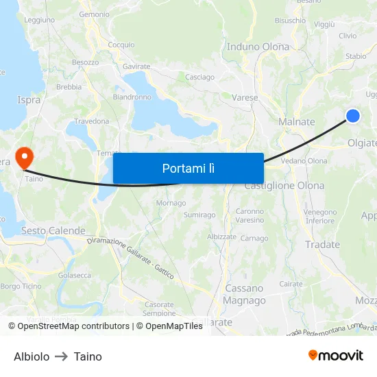Albiolo to Taino map