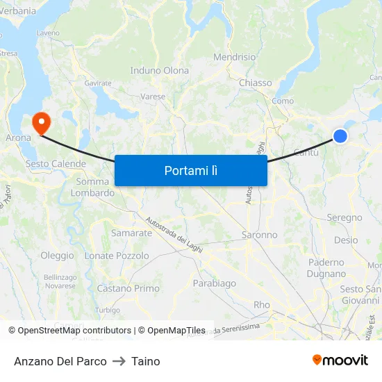 Anzano Del Parco to Taino map