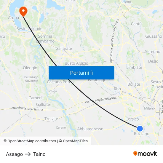 Assago to Taino map