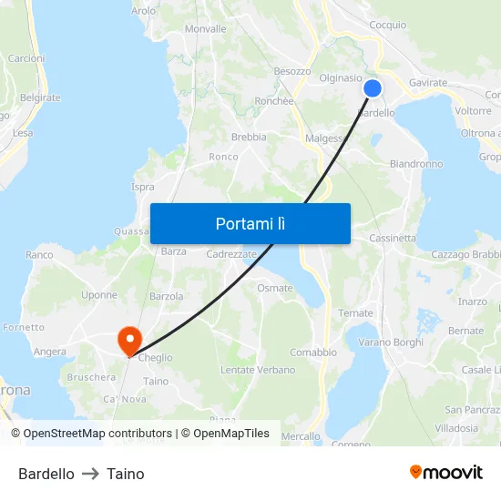 Bardello to Taino map