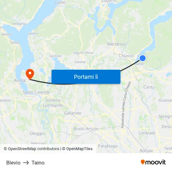 Blevio to Taino map