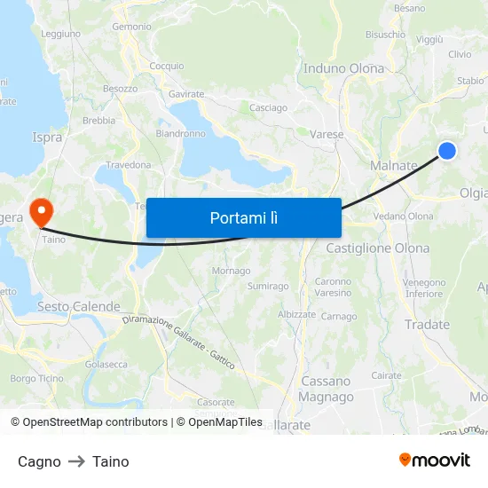 Cagno to Taino map