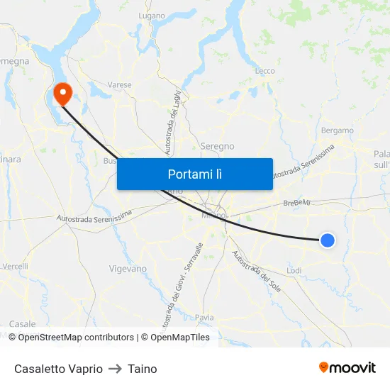 Casaletto Vaprio to Taino map