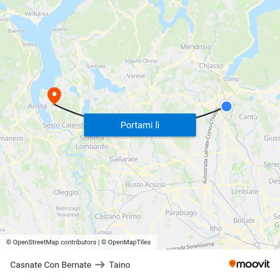 Casnate Con Bernate to Taino map
