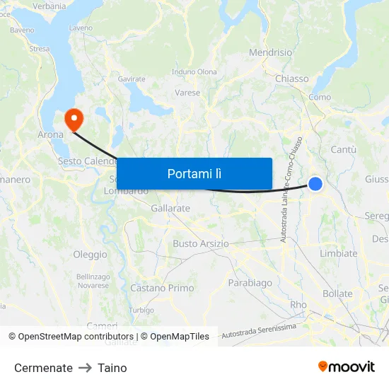 Cermenate to Taino map