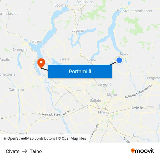 Civate to Taino map