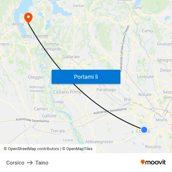 Corsico to Taino map
