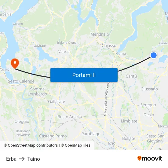 Erba to Taino map