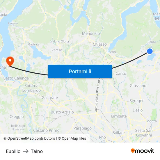 Eupilio to Taino map