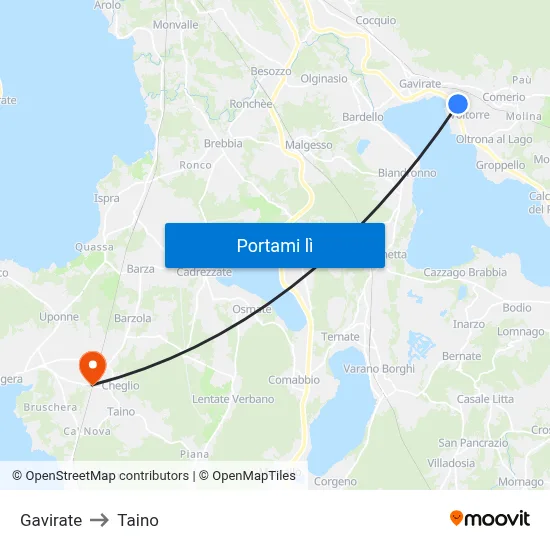 Gavirate to Taino map