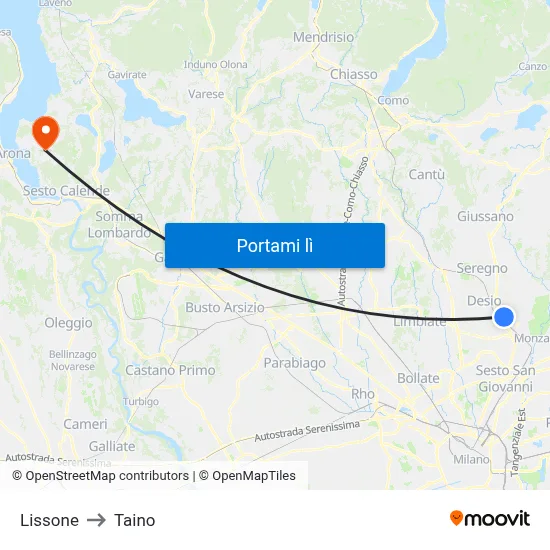 Lissone to Taino map