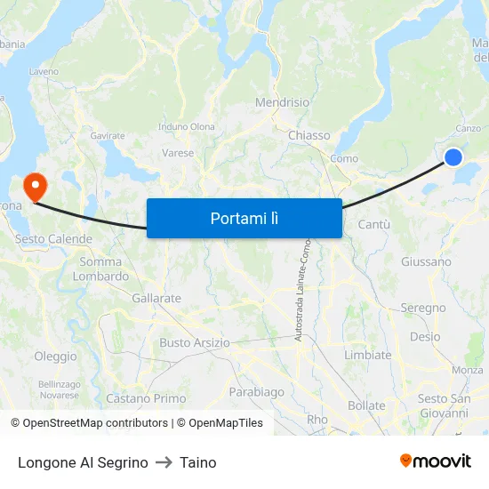 Longone Al Segrino to Taino map
