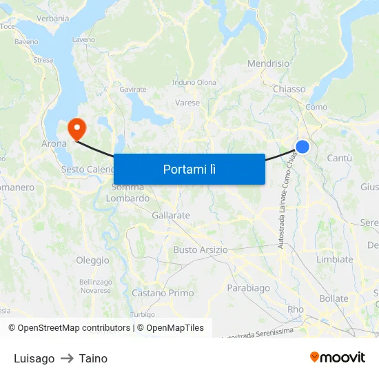 Luisago to Taino map