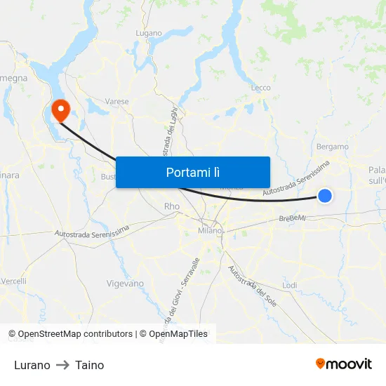 Lurano to Taino map
